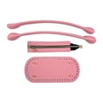 thumbnail image 4 of Bolsa de tejer fondos Proyecto de manualidades de bricolaje con agujeros Correa de hombro ajustable Cuero de PU 3 piezas para mujer Bolsa Mochila Cubo Rosa Salvador parte inferior del bolso de ganchillo, 4 of 9