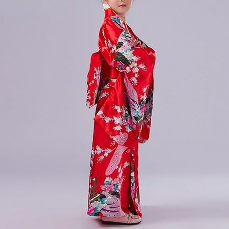 

QISIWOLE Fashion Girls Kimono Tradition Improved Printing Cardigan Pajamas Robe Formal Wear Kimono Set Discount