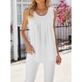 thumbnail image 3 of TEMOFON Womens Tank Tops Summer Sleeveless Tops for Women Solid Casual Blouses Crew Neck Elegant Chiffon Vest White Tee, 3 of 6
