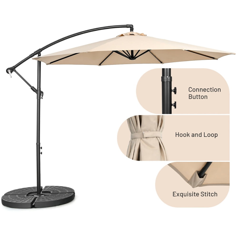 Aimee Lii 10 Feet Offset Umbrella with 8 Ribs Cantilever and Cross Base, Outdoor Umbrella with Base, Beige Aimee Lii 10 Feet Offset Umbrella with 8 Ribs Cantilever and Cross Base, Outdoor Umbrella with Base, Beige