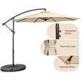thumbnail image 2 of Resenkos 10 Feet Offset Umbrella with 8 Ribs Cantilever and Cross Base-Beige, Patio Offset Umbrella with Easy Tilt Adjustment, Outdoor Hanging Umbrella, Sunshade Umbrella Canopy, 2 of 9