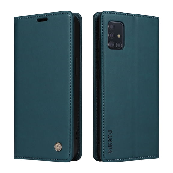 Wallet Case for Samsung Galaxy A51 4G Dual SIM, Kickstand and 2 Card Slots, Shockproof and Scratch Resistant, Blue