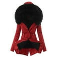 thumbnail image 1 of TJAZFJPA Veste Rouge Femme Manteau d'Hiver Uni avec Col Doublé à Capuche Imperméable Veste de Grange pour Femmes, 1 of 2