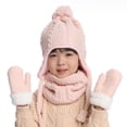thumbnail image 3 of LIaqionyy Kids Winter Hat Scarf Gloves Set for 2-5 Years Toddler Earflap Beanie Neck Warmer Gloves Fleece Lined Set, 3 of 3