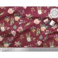 thumbnail image 2 of Soimoi Red Rayon Fabric Rose Flower Watercolor Print Fabric by the Yard 58 Inch Wide, 2 of 3