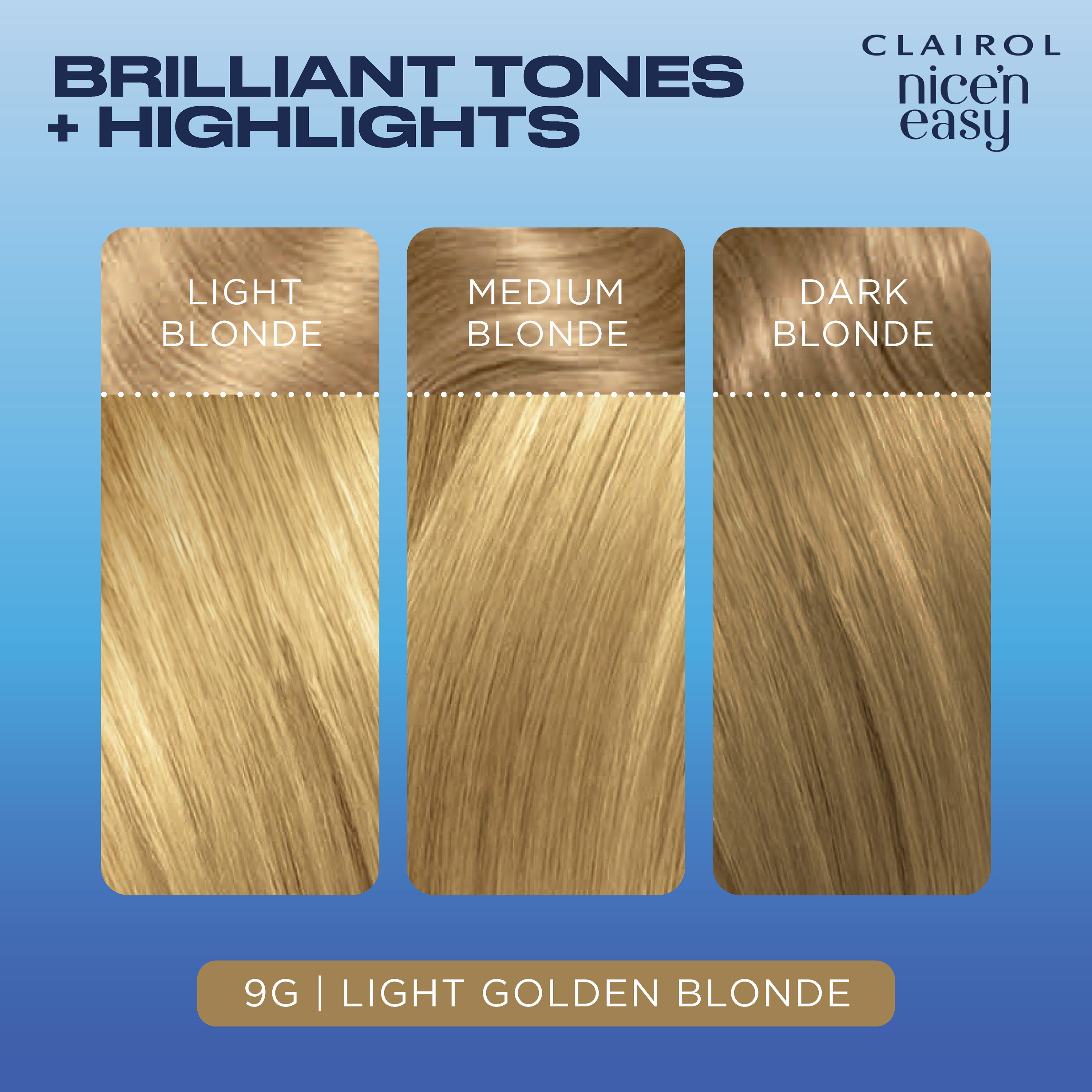 Clairol Nice'n Easy Permanent Hair Color Cream, 9G Light Golden Blonde, Hair Dye, 1 Application