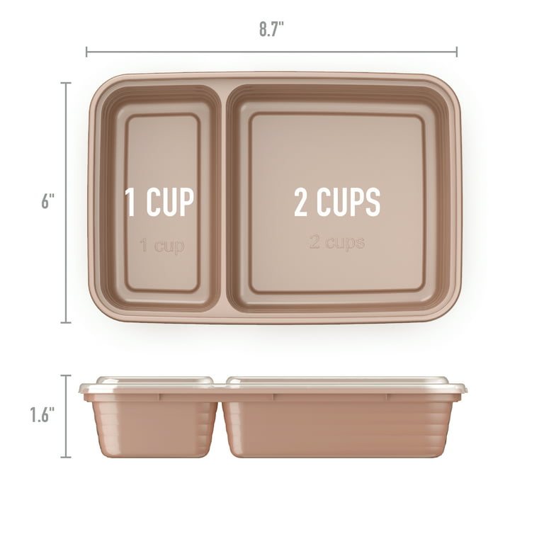 Bentgo Prep 2-Compartment Meal-Prep Containers with Custom-Fit Lids -  Microwaveable, Durable, Reusable, BPA-Free, Freezer and Dishwasher Safe  Food