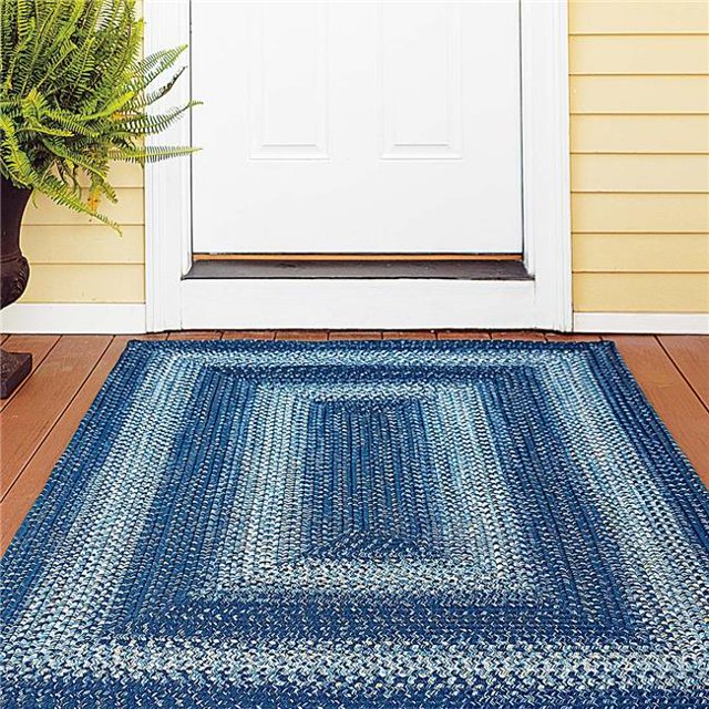 Homespice Decor 301659 2 x 3 ft. Navy Ultra Durable Oval Braided Rug - Denim