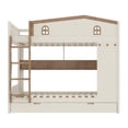 thumbnail image 5 of Harper & Bright Designs Queen over Queen Bunk Bed with Trundle and Shelves, Solid Wood Bunk Beds with Stairs and Hooks, Beige+Natural, 5 of 11