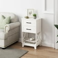 thumbnail image 2 of Superjoe Tall Nightstand Set of 1, Side Table with 2 Drawers and Open Shelf Below, Bedside Table with Solid Feet, Modern Night Stand End Table for Bedroom, Living Room, Home Office, White, 2 of 7