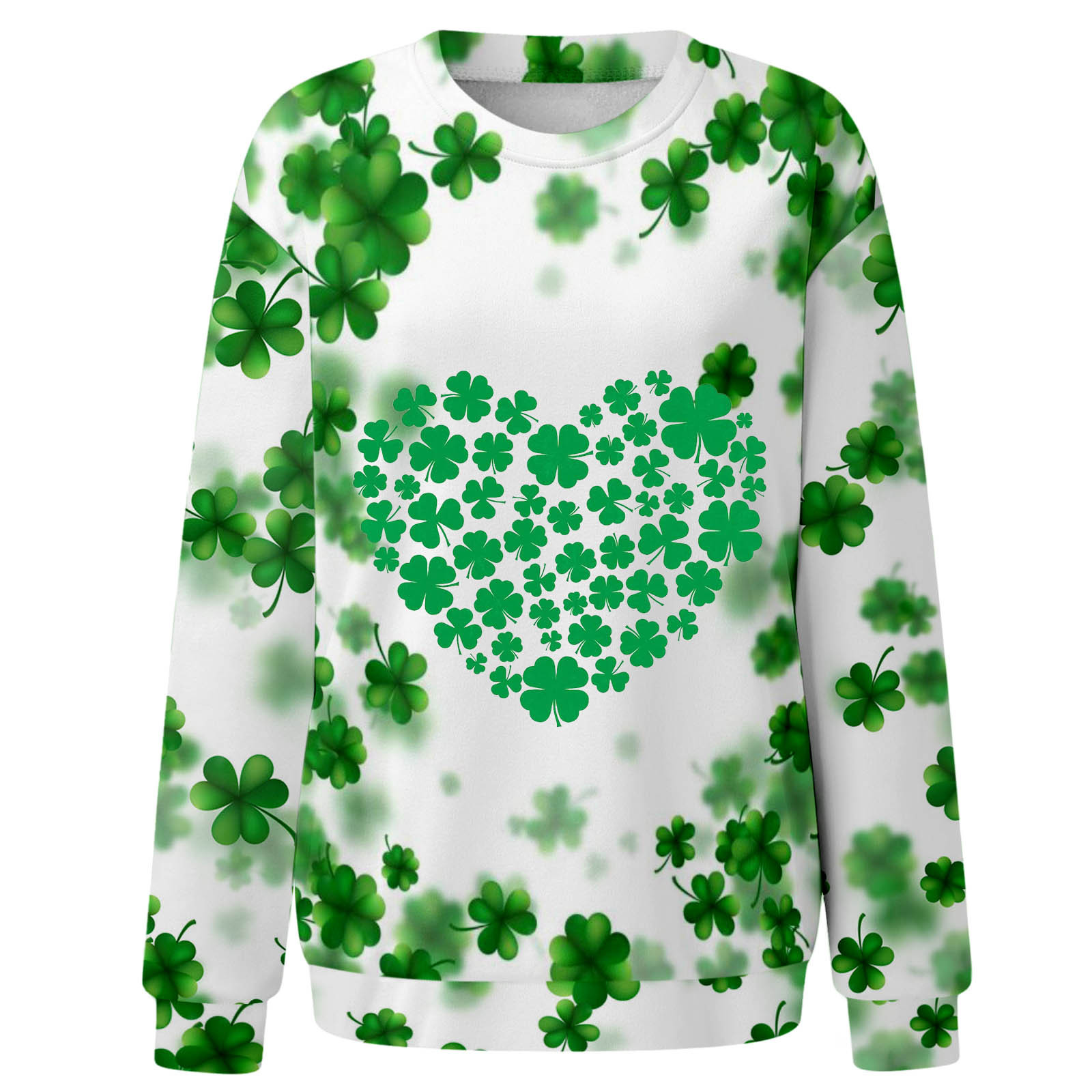 Womens St. Patrick's Day Shirts Long Sleeve Crewneck T Shirt Clover ...