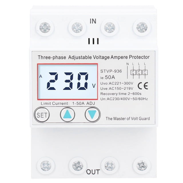 Protector de bajo voltaje,Protector de voltaje ajustable Protector de voltaje de reinicio automático trifásico Tecnología de vanguardia