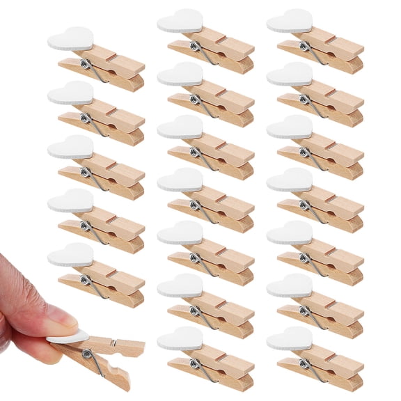 Luxshiny 20Pcs Small Wooden Clothespins Windproof Clips for Household and Photo Display