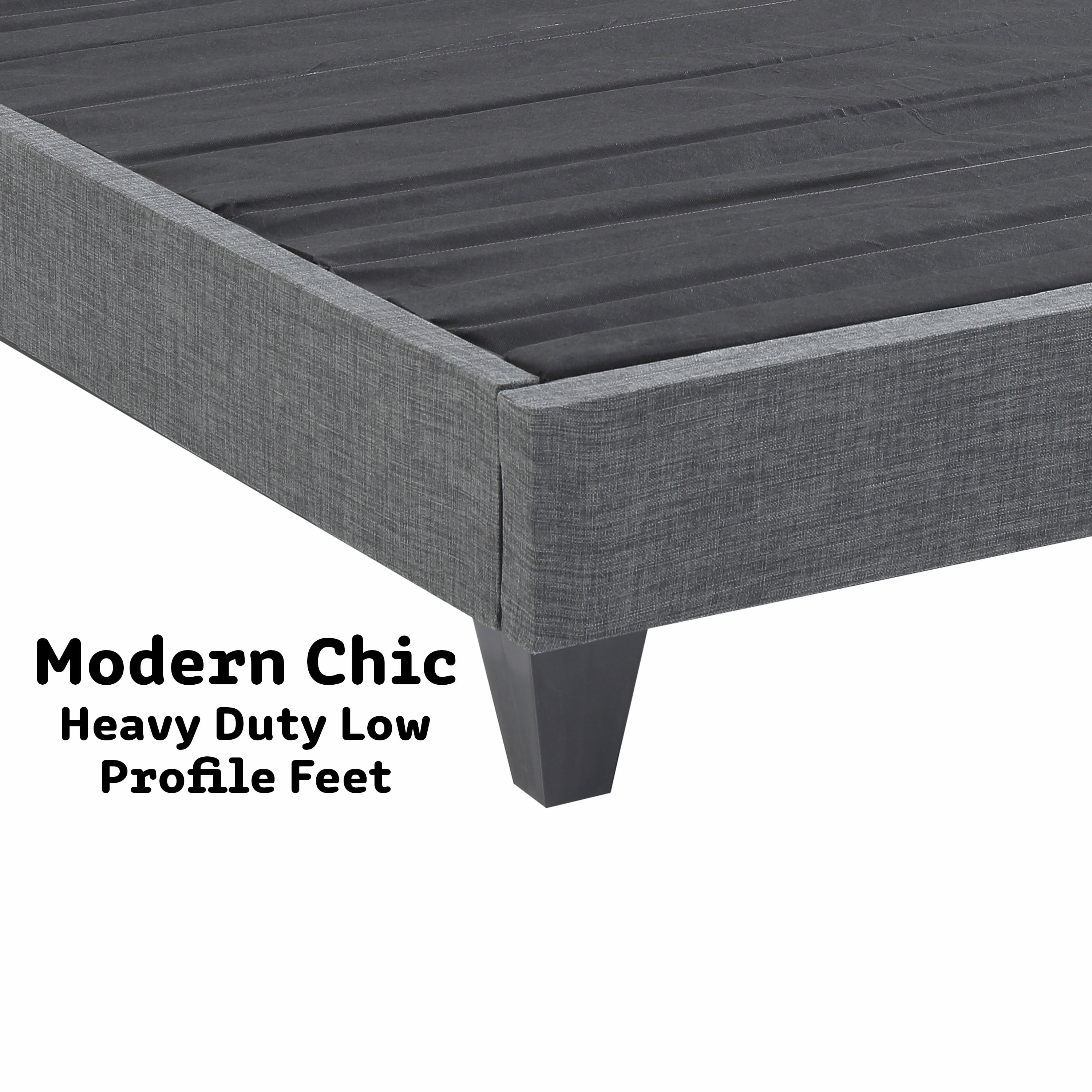 AC Pacific Full Size Platform Bed Frame 13" Height with Fabric Upholstery, Sturdy Wooden Slats No Box Spring Needed Easy to Assemble, Grey