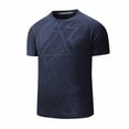 thumbnail image 2 of Men's Athletic Crew Neck T-Shirt - Lightweight Breathable Workout Tees for Gym Running, Training and Urban Sports Size 3XL Dark Blue, 2 of 9
