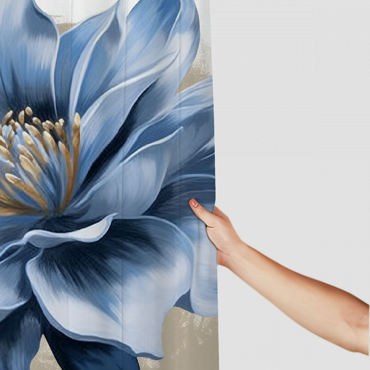 Pratyus Blue Flower Modern Waterproof Shower Curtain for Country Cottage & Farmhouse Bathroom Decor 100% Polyester Washable Shower Curtain Set with Hooks 69x72