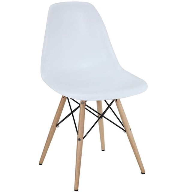 Hawthorne Collections 17.5" Modern Plastic Dining Side Chair in White