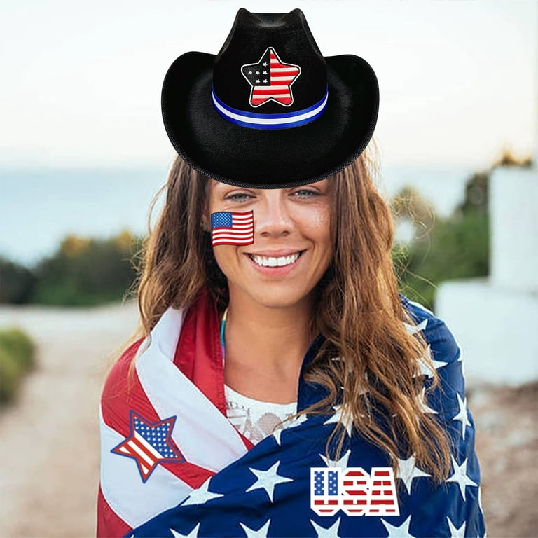 7464 Unisex American Flag Cowboy Hat Usa Falg Patriotic 4th Of July Parade 91botrsIt-L._AC_UY350_.jpg main image 3