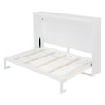 thumbnail image 3 of Queen Size Murphy Bed Wall Mounted, Space Saving Horizontal Folding Bed with Wood Cabinet for Small Apartments, Guest Rooms, Home Office, White Finish, 3 of 7