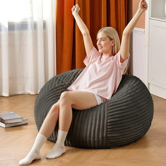 Bean Bag Chair,4FT Memory Foam Bean Bag Chairs for Adults,Beanbag Chair with Filler Included,Small Bean Bag Chair for Living Room Bedroom (Grey)