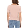 thumbnail image 3 of INSPIRE CHIC Women's Casual Round Neck Summer Crop Short Sleeve Twist Knot T-Shirt S Pink, 3 of 6