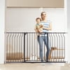 BENTISM 30" Extra Tall Baby Gate for Stairs Doorways, Fits Openings 29.5" to 53" Wide, Auto Close Extra Wide Dog Gate for House, Pressure Mounted Easy Walk Through Pet Gate with Door, Black