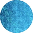 thumbnail image 1 of Ahgly Company Indoor Round Oriental Light Blue Industrial Area Rugs, 5' Round, 1 of 4
