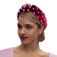 thumbnail image 2 of Bandeau Noué Rouge Perle Ongle Bandeau Rétro Nœud Moyen Bandeau en Velours Accessoire pour Cheveux, 2 of 5