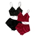 thumbnail image 1 of Birdeem 2Pcwomens Solid Suspender Lace Splicing Shorts Pajamas Set, 1 of 4