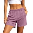 thumbnail image 2 of MLCDZ Womens Bermuda Shorts Elastic Waist Athletic Loose Running Comfy Long Yoga Shorts with Pockets Summer Golf Workout Holiday Short Pants, 2 of 6