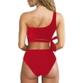 thumbnail image 3 of Xunlbb Womens Bathing Suits Women's Solid Color Lace Up Swimsuit+Swimming Trunks And Fashionable Bikini Split Swimsuit Racerback Tops with Bikinis Bottom, 3 of 3