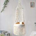 thumbnail image 2 of 1 Pce Lit Suspendu pour Chat, Hamac en Corde de Coton Tissé pour Chat, Confortable Naturel, 2 of 5