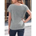 thumbnail image 5 of Womens Boat Neck T-Shirts Cap Sleeve Tops Summer Casual Loose Fit Basic Tees, 5 of 5