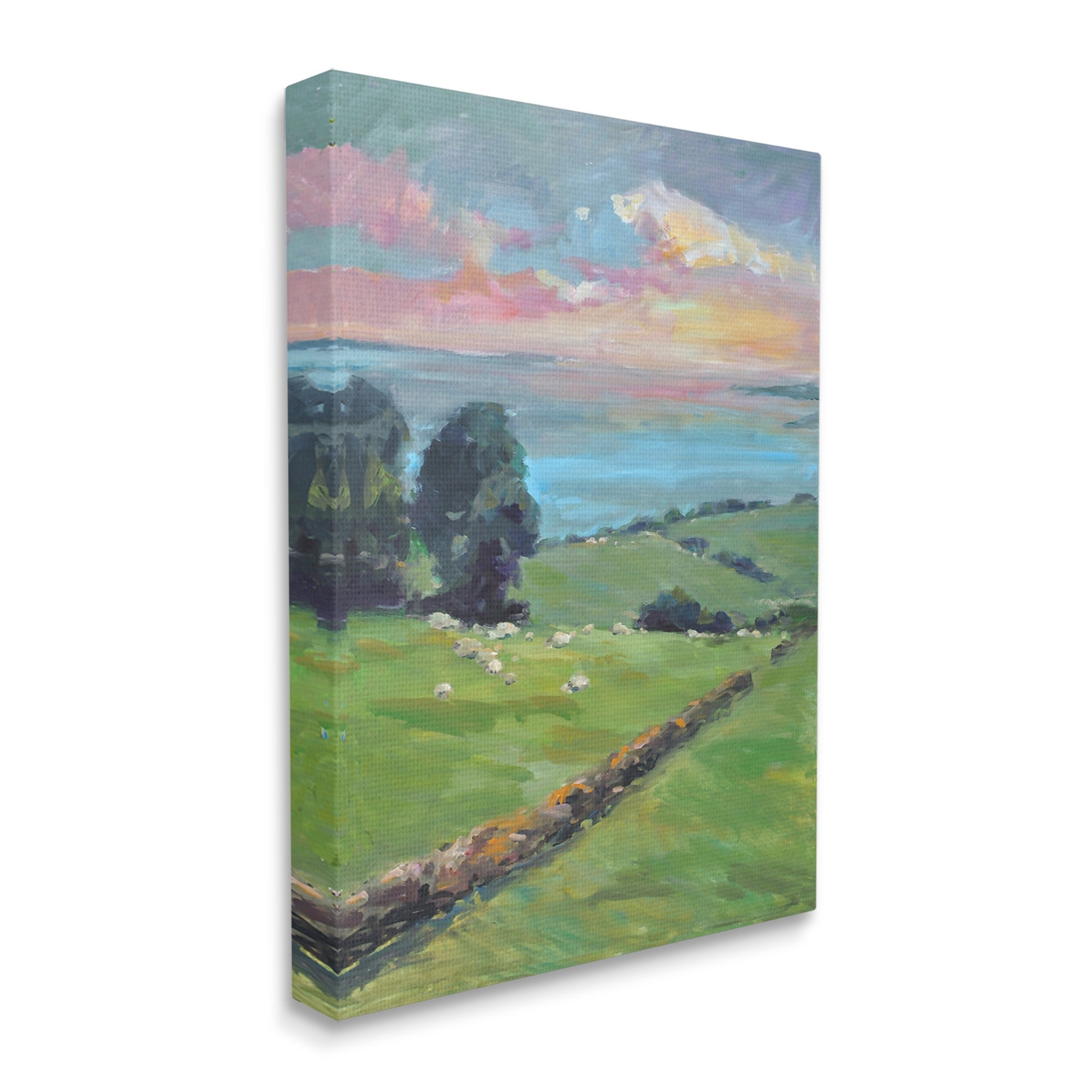 Stupell Industries Country Rural Grasslands Striking Pink Sunset Sky Painting Gallery Wrapped Canvas Print Wall Art, Design by Allayn Stevens