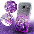 thumbnail image 3 of For Samsung Galaxy J3 2018 Case, Galaxy J3 Orbit Case, Galaxy J3 Star Case, Galaxy J3 V 2018/J3 Achieve/J3 Aura/Express Prime 3/Amp Prime 3 Case,Liquid Glitter Bling Bumper Phone Case - Purple/Clear, 3 of 5