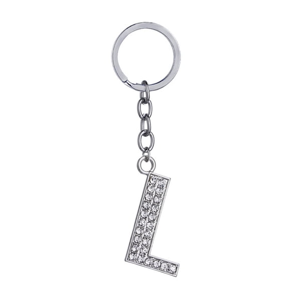EeaseMX Llavero con letras del alfabeto, sencillo y elegante, de metal con diamantes de imitación, colgante para bolso, regalo de cumpleaños (letra L)