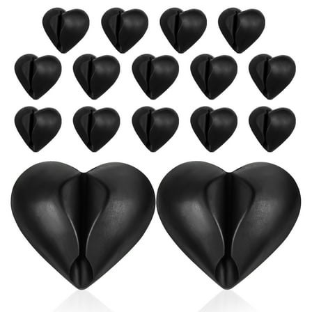 PBPBOX 16pcs Heart Cord Holder Charger Clips for Cords, Adhesive Cable Organizers for Nightstand Home Office Desk Car