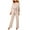 Beige#3, variant on Homenesgenics Summer Jumpsuit for Women Women Short Sleeve Playsuit Clubwear Straight Leg Jumpsuit with Belt Red L