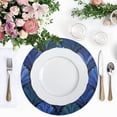 thumbnail image 4 of 15 Inch Round Grid Plate Mats Heat Non-Slip Resistant PVC Placemats for Kitchen Dining Table Decor Blue Batik Leaves Pattern 1PCS, 4 of 5