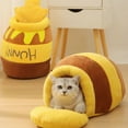 thumbnail image 2 of Greeniant Cama amarilla para gatos Honey Pot, nido de otoño e invierno, saco de dormir para mascotas de dibujos animados de felpa, cueva de Perchas para gatos, 2 of 6