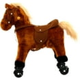 Kinbor Kids Ride on Rocking Plush Toy Walking Horse w/ Sound and Wheels