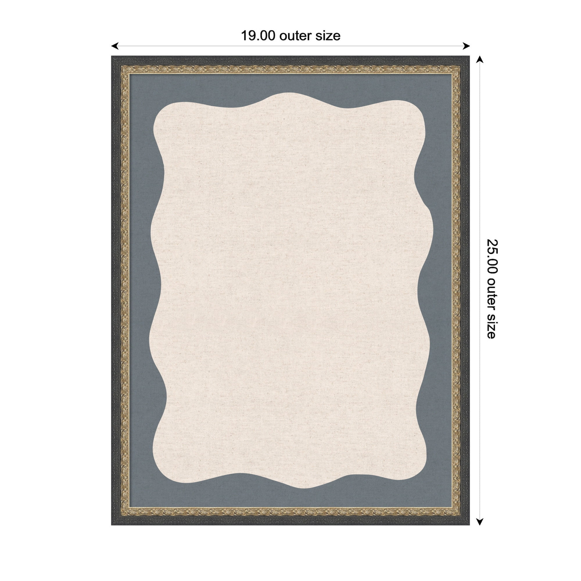Kate and Laurel Framed Fabric Pinboard 19 x 25,  Printed Linen Decorative Bulletin Board for Use as a Vision Board or Wall Organization, Matinee Black Bronze Frame