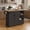 black, variant on Versatile Rolling Kitchen Island Cart – 48'' Butcher Block Wood Top, Drop Leaf, Open Shelf, Drawer, Spice Rack, Lockable Wheels, Mobile Storage Table for Small Kitchens – White