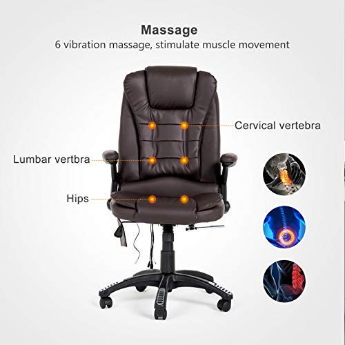 Heated Office Massage Chair-High-Back PU Leather Computer Chair