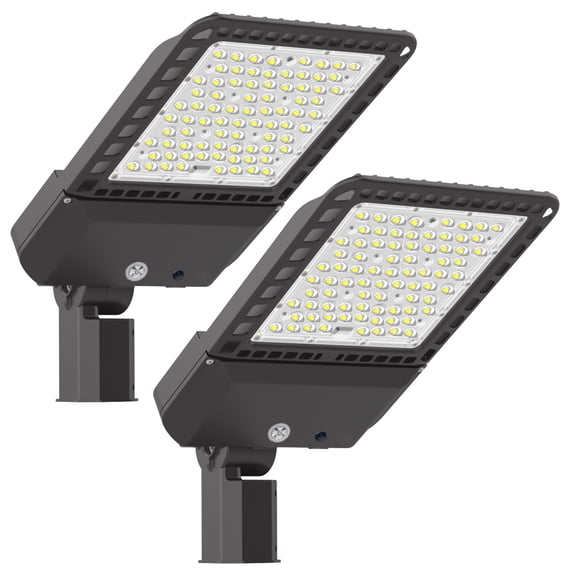 SEURON LED Parking Lot Light, Dusk-to-Dawn Photocell, LED Outdoor Wall Lights (2 Count)