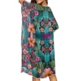 thumbnail image 4 of HELLHERO Tropical Flowers Bathing Suit Cover Up Fashion High Quality Fabrics Short Sleeve Long Kimono Swimsuit Cover Up, 4 of 6