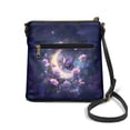 thumbnail image 2 of LedBack Butterfly Moon Rose Print Leather Crossbody Handbags Purses Lightweight Sling Shoulder Bag Multi Pocket Hobo Bag Satchel Purse with Adjustable Strap, Purple, 2 of 7