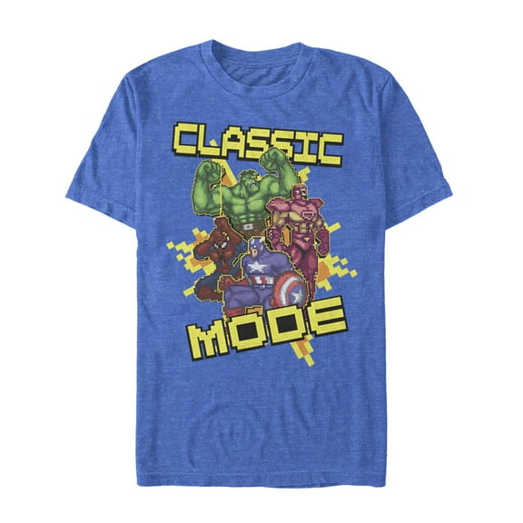 Men's Marvel Pixelated Classic Mode Graphic Tee Royal Blue Heather Small