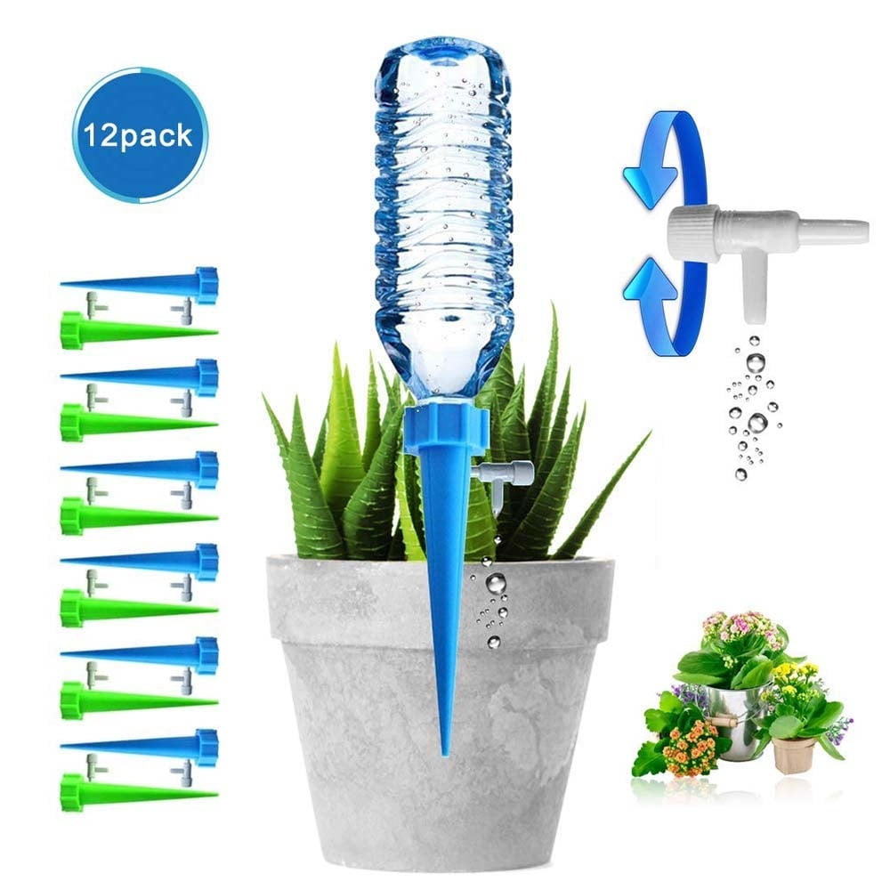 Serendipper 12 PCS Self Plant Watering Spikes with Stable Air Pressure Automatic Plant Waterer for Potted Plant Indoor No Leak Self-Drip Irrigation Device with Adjustable Watering Speed