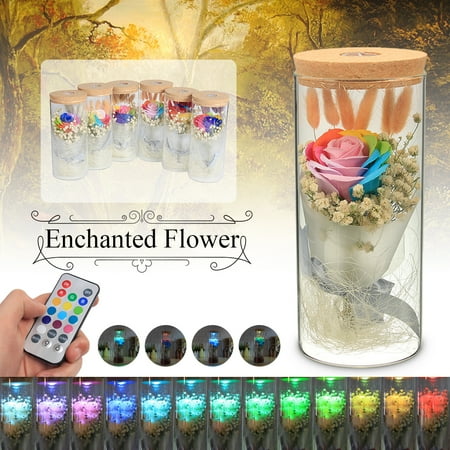 LED Eternal Flower Light Enchanted Rose Lamp Real Preserved Romantic Beauty Gift for Christmas Valentines Day Wedding Mother's Day Women